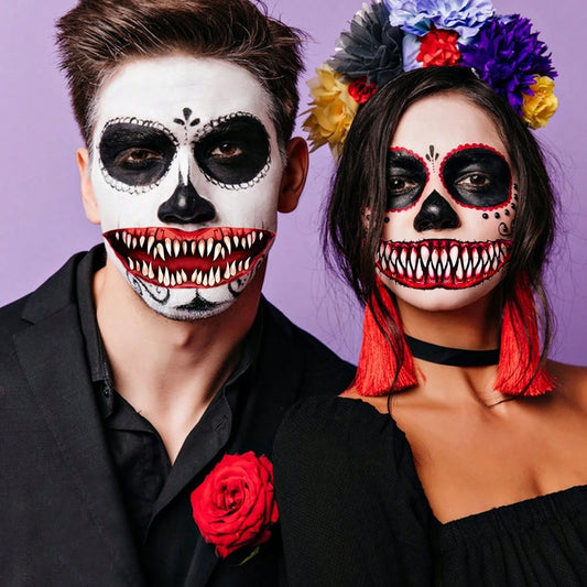18 Halloween Prank Temporary Makeup Tattoos, Adult Clown Horror Face