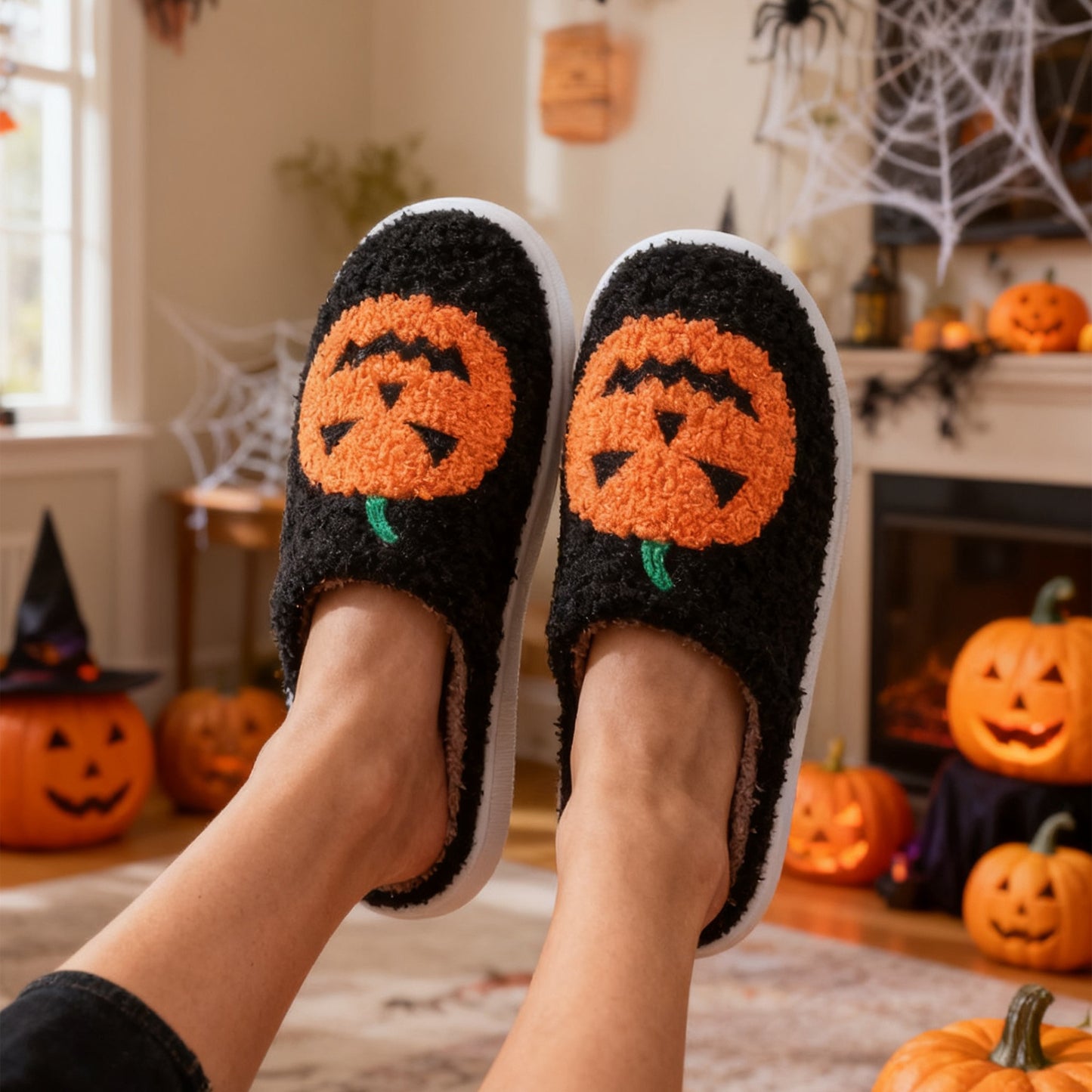 Halloween Pumpkin Slippers Warm Winter Slippers Men And Women