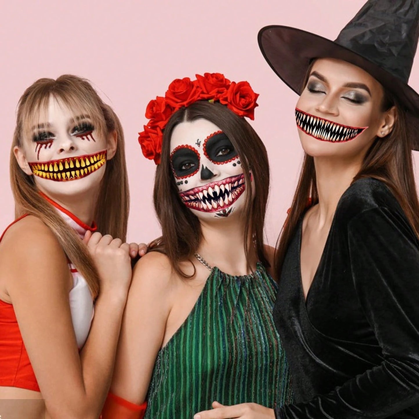 18 Halloween Prank Temporary Makeup Tattoos, Adult Clown Horror Face