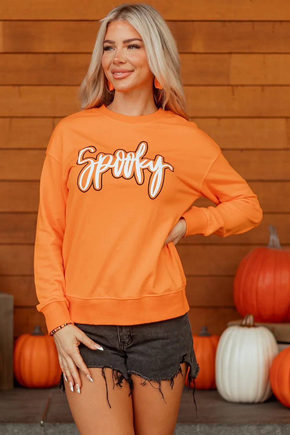 Grapefruit Orange Spooky Halloween Sweatshirt