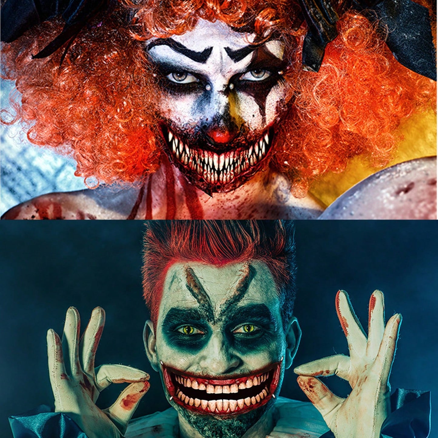18 Halloween Prank Temporary Makeup Tattoos, Adult Clown Horror Face