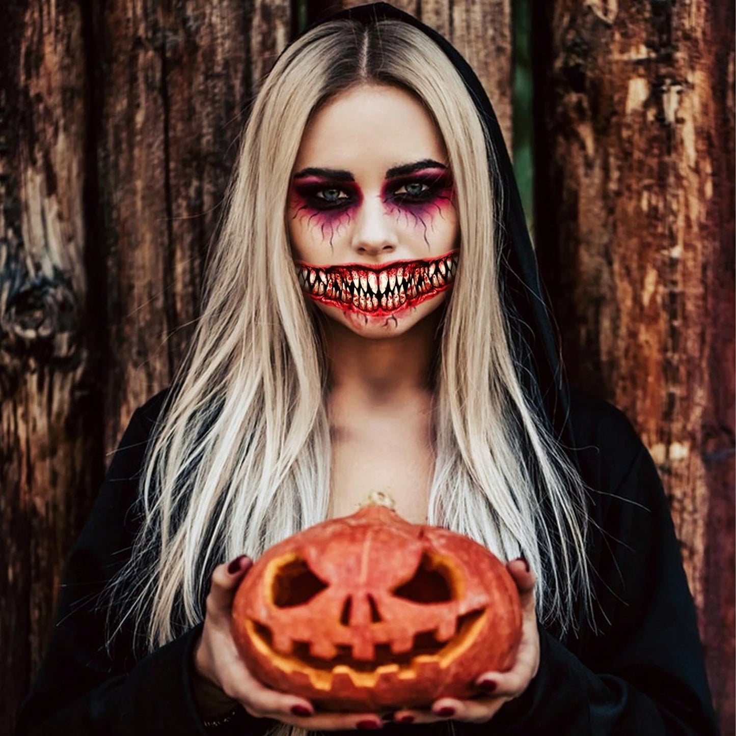 18 Halloween Prank Temporary Makeup Tattoos, Adult Clown Horror Face