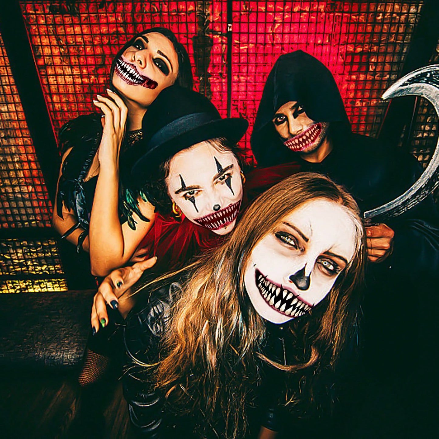 18 Halloween Prank Temporary Makeup Tattoos, Adult Clown Horror Face