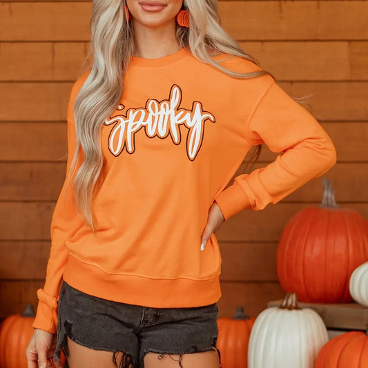 Grapefruit Orange Spooky Halloween Sweatshirt